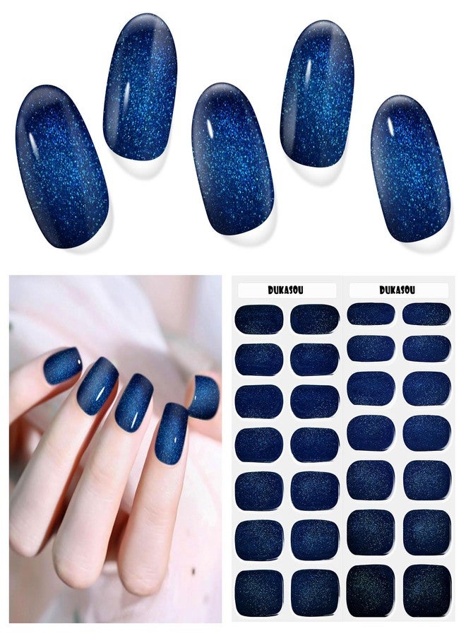 DUKASOU Semi Cured Gel Nail Strips, 28 pcs Gel Nail Stickers Work with Any UV Lights, Long-Lasting Nail Wraps, Stick on Nails for women Easy to Apply & Remove - Image 5